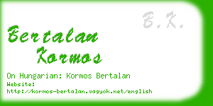 bertalan kormos business card